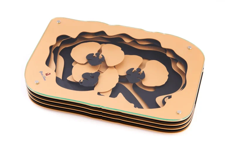 Orchid Challah Tray · Gold & Black by Yossi Shua